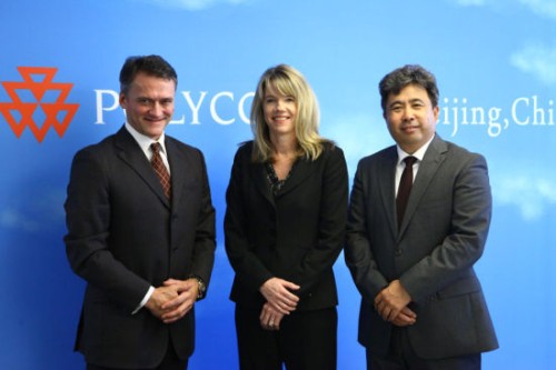 Polycom��̫�^(q��)�����ձȺ����������ޅ^(q��)����Hansjoerg Wagner (��һ)��Polycomȫ���N�ۈ�(zh��)�и�����Tracey Newell(����)��Polycom�Ї��^(q��)����(j��ng)�����(��һ)